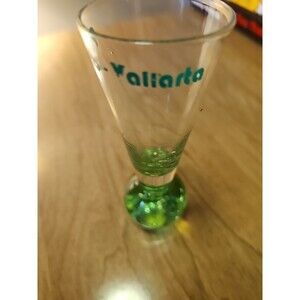 PUERTO VALLARTA  Round Bubble Bottom Green V-Shaped Shot Glass